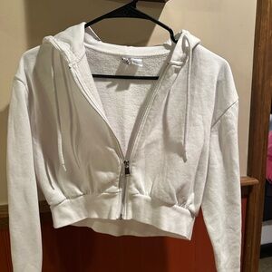 Women's White Zip-Up Hoodie